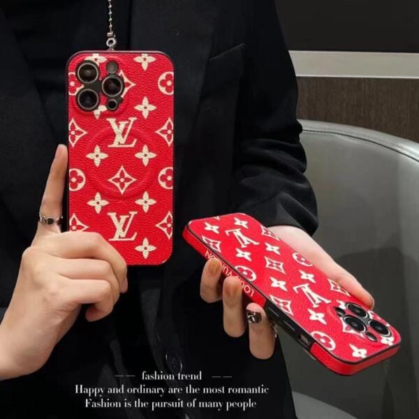 Premium Louis Vuitton Red Monogram Magsafe iPhone Case Premium Louis Vuitton Red Monogram Magsafe iPhone Case