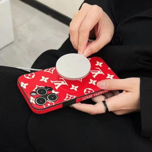 Premium Louis Vuitton Red Monogram Magsafe iPhone Case Premium Louis Vuitton Red Monogram Magsafe iPhone Case