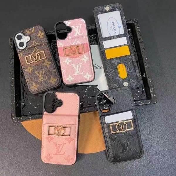 Louis Vuitton Dauphine Flip Card Holder Case for iPhone 16 15 14 13 12 11 Pro Max