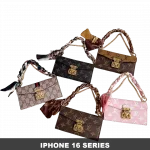 iPhone 17 Series Handbag Case - Scarf Wrapped Chain Handle & Gold Lock