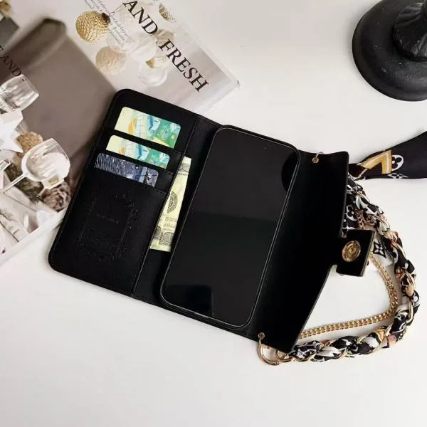 iPhone 17 Series Handbag Case - Scarf Wrapped Chain Handle & Gold Lock