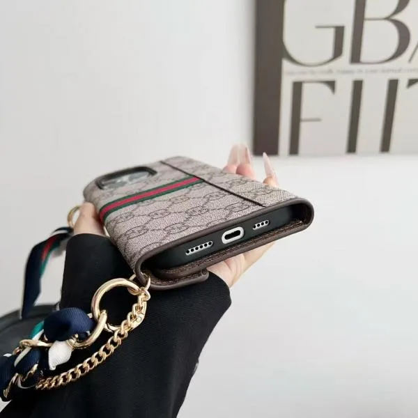 iPhone 17 Series Handbag Case - Scarf Wrapped Chain Handle & Gold Lock