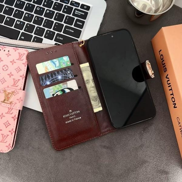 LV Embossed Folio for iPhone 17 Series - Gold Clasp & Wristlet LV Embossed Folio for iPhone 17 Series - Gold Clasp & Wristlet