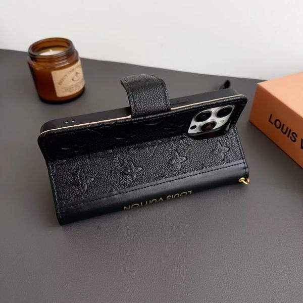Color Block LV Folio Wallet Case for iPhone 12 - 17 Pro Max