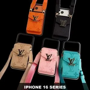 LV iPhone 16 Series Crossbody Wallet Case - Empreinte Accordion & Metal Logo LV iPhone 16 Series Crossbody Wallet Case - Empreinte Accordion & Metal Logo