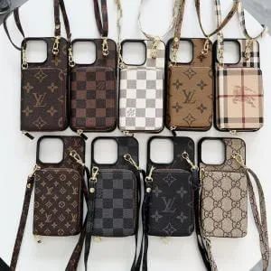Luxury Leather Crossbody Wallet Case w/ Zipper for iPhone 11-17 Pro & Max