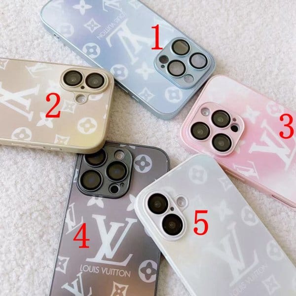 Louis Vuitton Cute Gradient Color Glass Phone Case w/Camera Lens