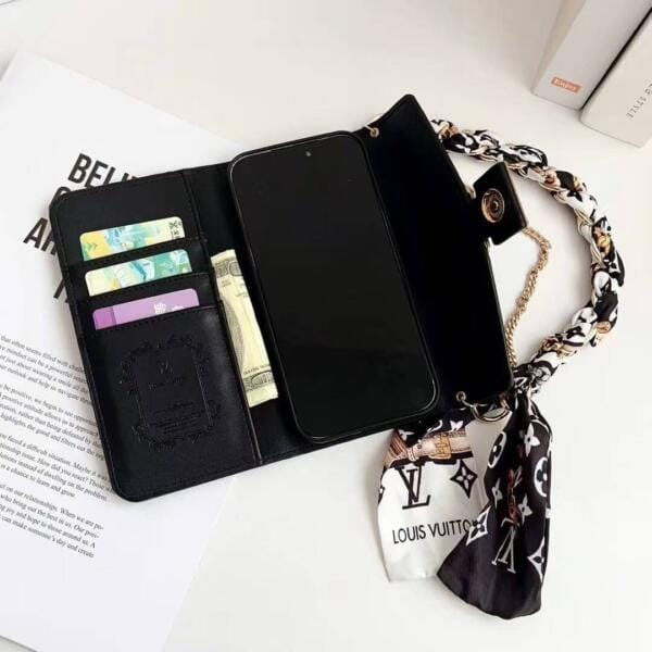 Scarf Chain Handle Wallet Case for iPhone | Multicolor Monogram Cover Scarf Chain Handle Wallet Case for iPhone | Multicolor Monogram Cover