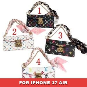 Scarf Chain Handle Wallet Case for iPhone | Multicolor Monogram Cover - 17 AIR