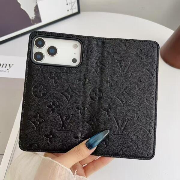 Classic Louis Vuitton Empreinte Embossed Card Holder Wallet Case for iPhone 17, Air, 17 Pro, 17 Pro Max