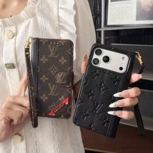 Color Block LV Folio Wallet Case for iPhone 12 - 17 Pro Max