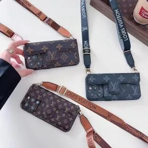 Crossbody Louis Vuitton Card Holder Phone Case - 14 PRO MAX