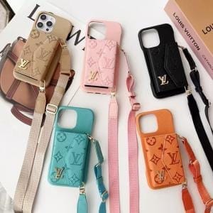 Louis Vuitton Organ Card Holder Case w/Crossbody for iPhone 16 15 13 12 14 Pro Max - IPHONE 12 PRO MAX