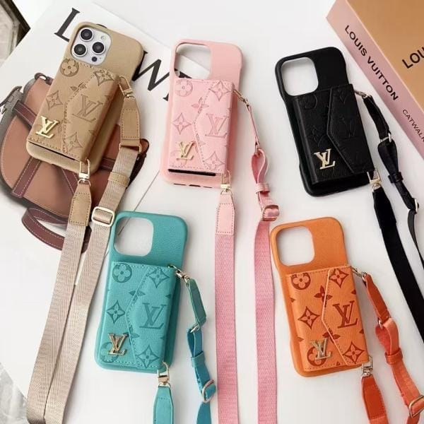 Louis Vuitton Organ Card Holder Case w/Crossbody for iPhone 16 15 13 12 14 Pro Max