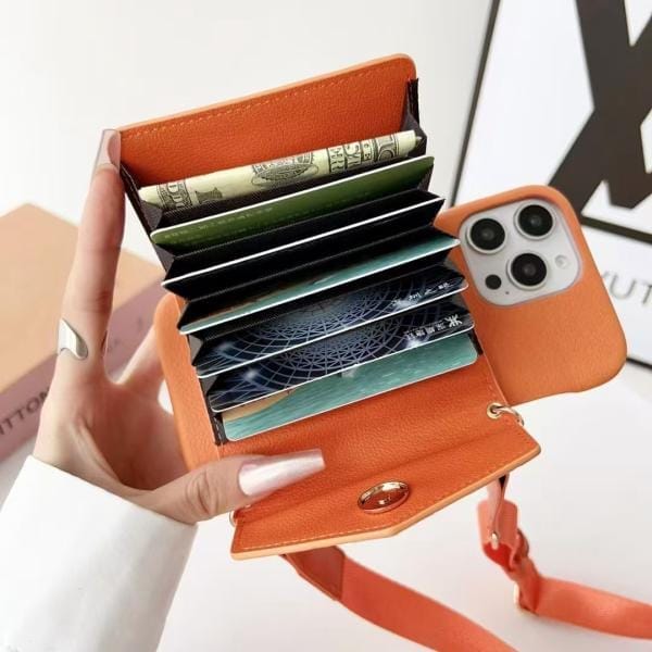 Louis Vuitton Organ Card Holder Case w/Crossbody for iPhone 16 15 13 12 14 Pro Max