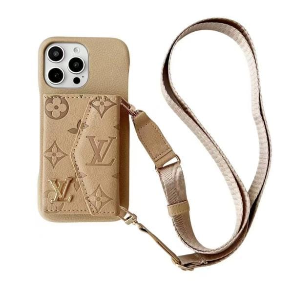 Louis Vuitton Organ Card Holder Case w/Crossbody for iPhone 16 15 13 12 14 Pro Max