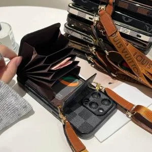 Accordion Crossbody LV Case for iPhone 17-12 Series - Wallet