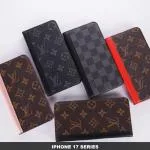 LV Style iPhone 17 Series Folio Wallet Case - Canvas with Color Spine LV Style iPhone 17 Series Folio Wallet Case - Canvas with Color Spine