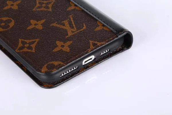 LV Style iPhone 17 Series Folio Wallet Case - Canvas with Color Spine LV Style iPhone 17 Series Folio Wallet Case - Canvas with Color Spine