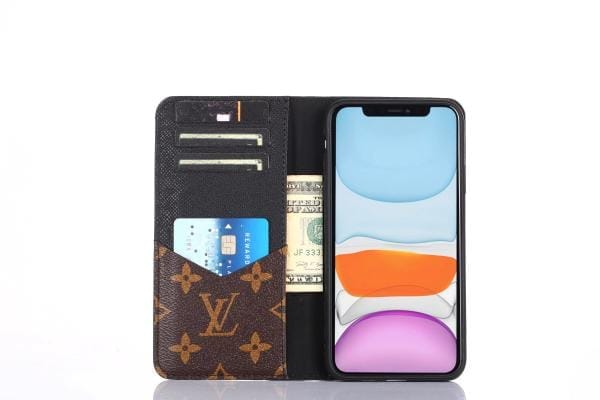 LV Style iPhone 17 Series Folio Wallet Case - Canvas with Color Spine LV Style iPhone 17 Series Folio Wallet Case - Canvas with Color Spine