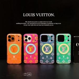 Neon LV Monogram Case for iPhone 17/16/15 Series - Slim MagSafe TPU