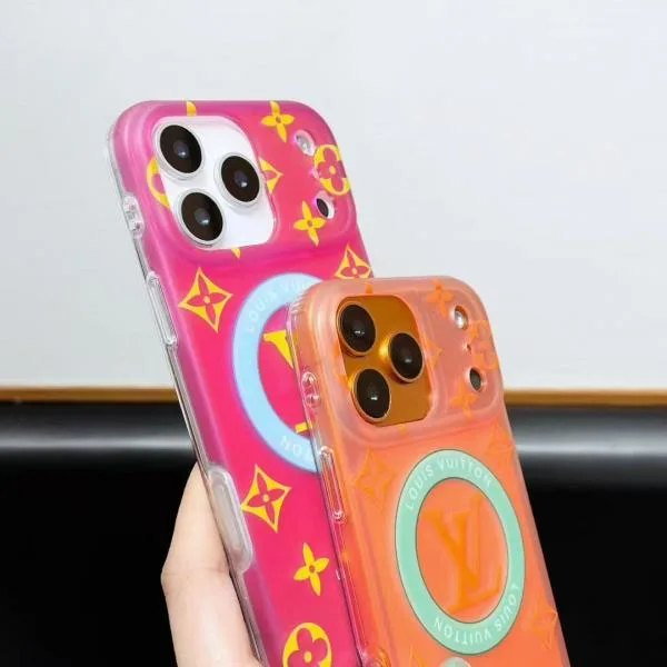 Neon LV Monogram Case for iPhone 17/16/15 Series - Slim MagSafe TPU