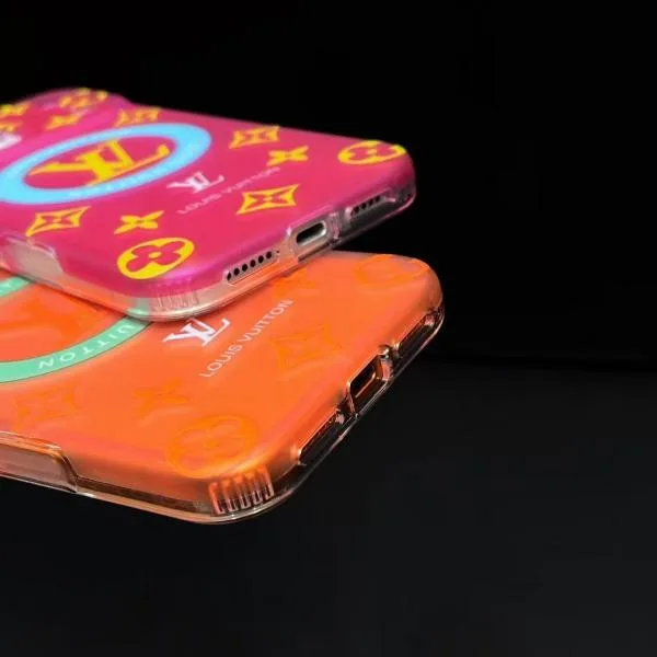 Neon LV Monogram Case for iPhone 17/16/15 Series - Slim MagSafe TPU