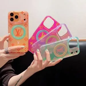 Neon LV Monogram Case for iPhone 17/16/15 Series - Slim MagSafe TPU Neon LV Monogram Case for iPhone 17/16/15 Series - Slim MagSafe TPU