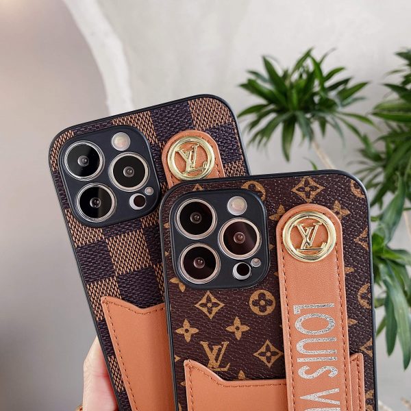 Iconic iPhone 13 Pro Max Louis Vuitton Wrist Strap Band Wallet Case