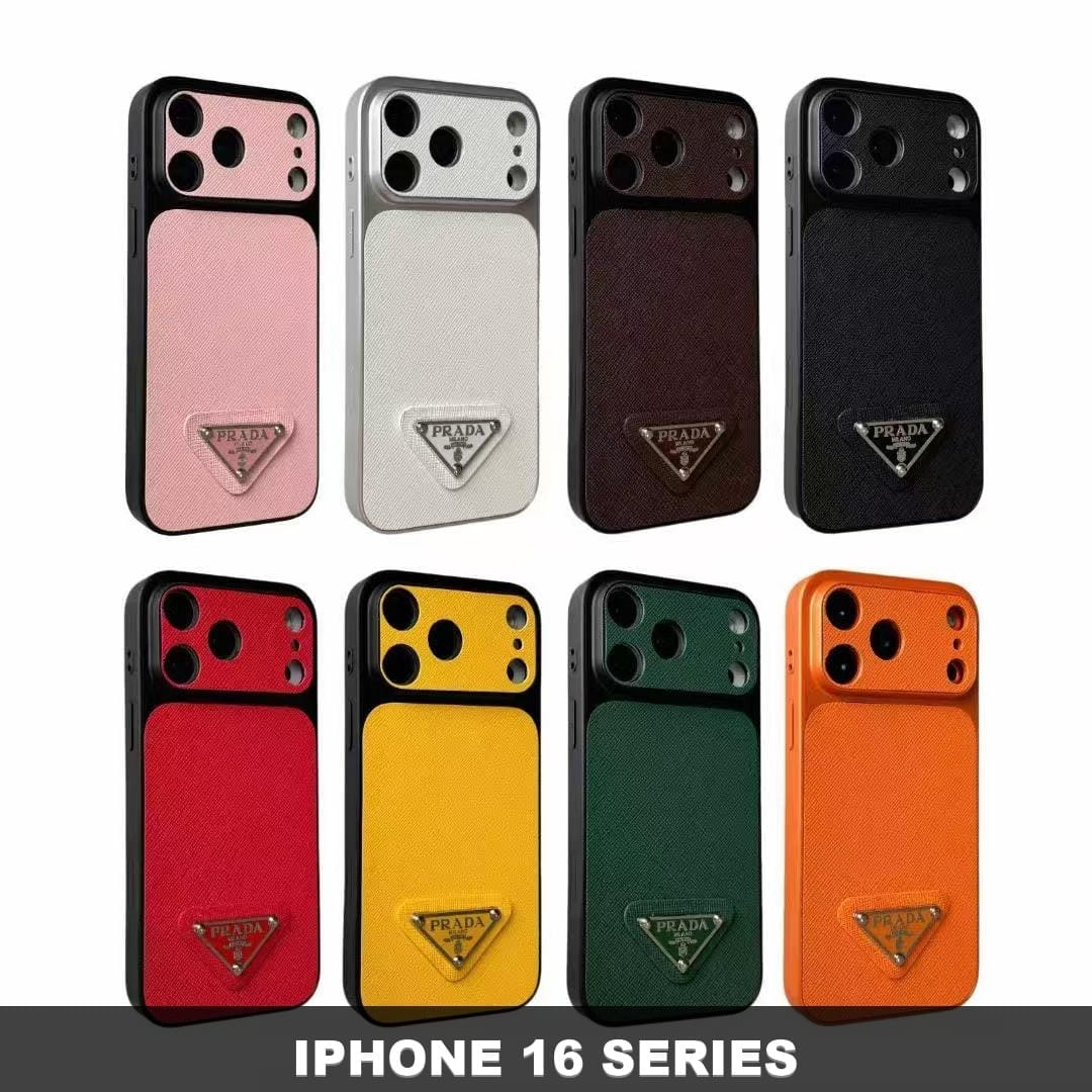 Prada Saffiano-Style Ultra-Slim Case w/ Triangle Logo for iPhone 16 Series