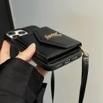YSL Glossy Patent Leather Accordion Wallet Case with Crossbody Strap YSL Glossy Patent Leather Accordion Wallet Case with Crossbody Strap