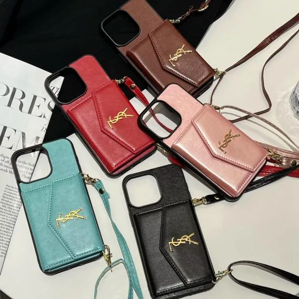YSL Glossy Patent Leather Accordion Wallet Case with Crossbody Strap YSL Glossy Patent Leather Accordion Wallet Case with Crossbody Strap