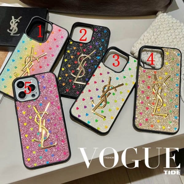 YSL Heart Shape Glitter Phone Case