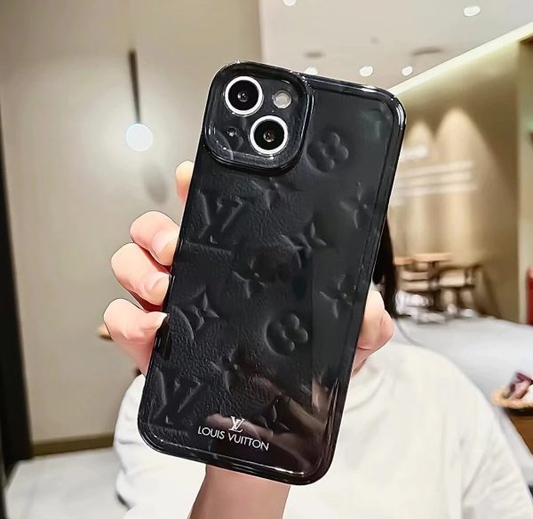 Louis Vuitton Black Thin Case for iPhone 14 13 12 11 Pro Max 7 8 Plus