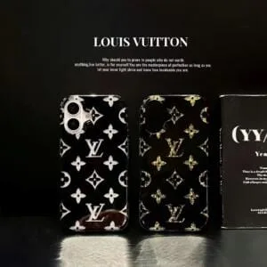 Louis Vuitton Black Glitter Phone Case Slim Design - 14 PRO MAX