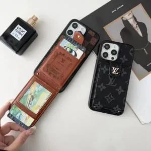 Louis Vuitton Flip Card Holder iPhone Case with Crossbody Strap