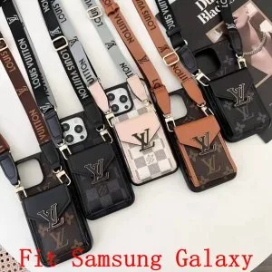 Louis Vuitton Premium Flip Card Holder Samsung Case with Crossbody Strap Louis Vuitton Premium Flip Card Holder Samsung Case with Crossbody Strap