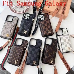 Louis Vuitton Trifold Card Holder Wallet Samsung Case with Crossbody Strap - S25 ULTRA