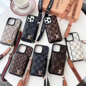 Louis Vuitton Trifold Card Holder Wallet iPhone Case with Crossbody Strap