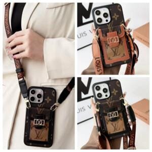 Louis Vuitton Dauphine Lock Card Holder Case for Samsung Galaxy S22, S23, S24, S25 Ultra Plus+ - S25 ULTRA