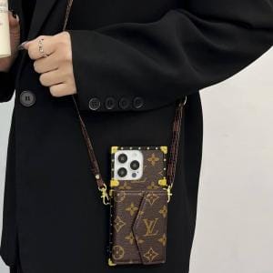 LV Eye Trunk Style Accordion Wallet Case with Crossbody Strap