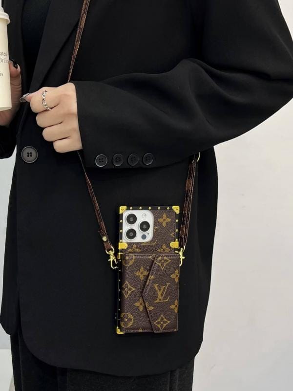 LV Eye Trunk Style Accordion Wallet Case with Crossbody Strap