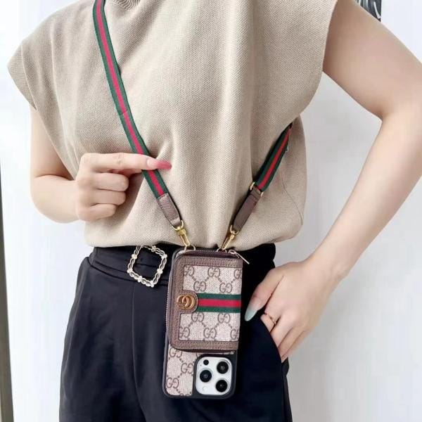 Louis Vuitton Zipper Purse Wallet iPhone Case with Crossbody