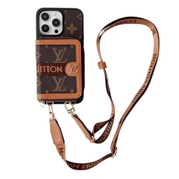 Louis Vuitton Zipper Purse Wallet iPhone Case with Crossbody