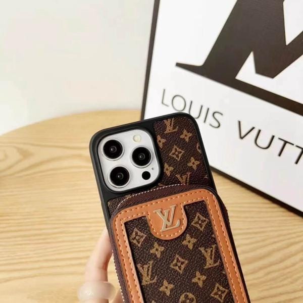 LV Monogram & GG Zipper Pouch Wallet Case with Wide Crossbody Strap