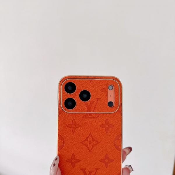 Orange Embossed Case for iPhone 17/16/15/14 - Gold Frame Shell Orange Embossed Case for iPhone 17/16/15/14 - Gold Frame Shell