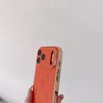 Orange Embossed Case for iPhone 17/16/15/14 - Gold Frame Shell Orange Embossed Case for iPhone 17/16/15/14 - Gold Frame Shell