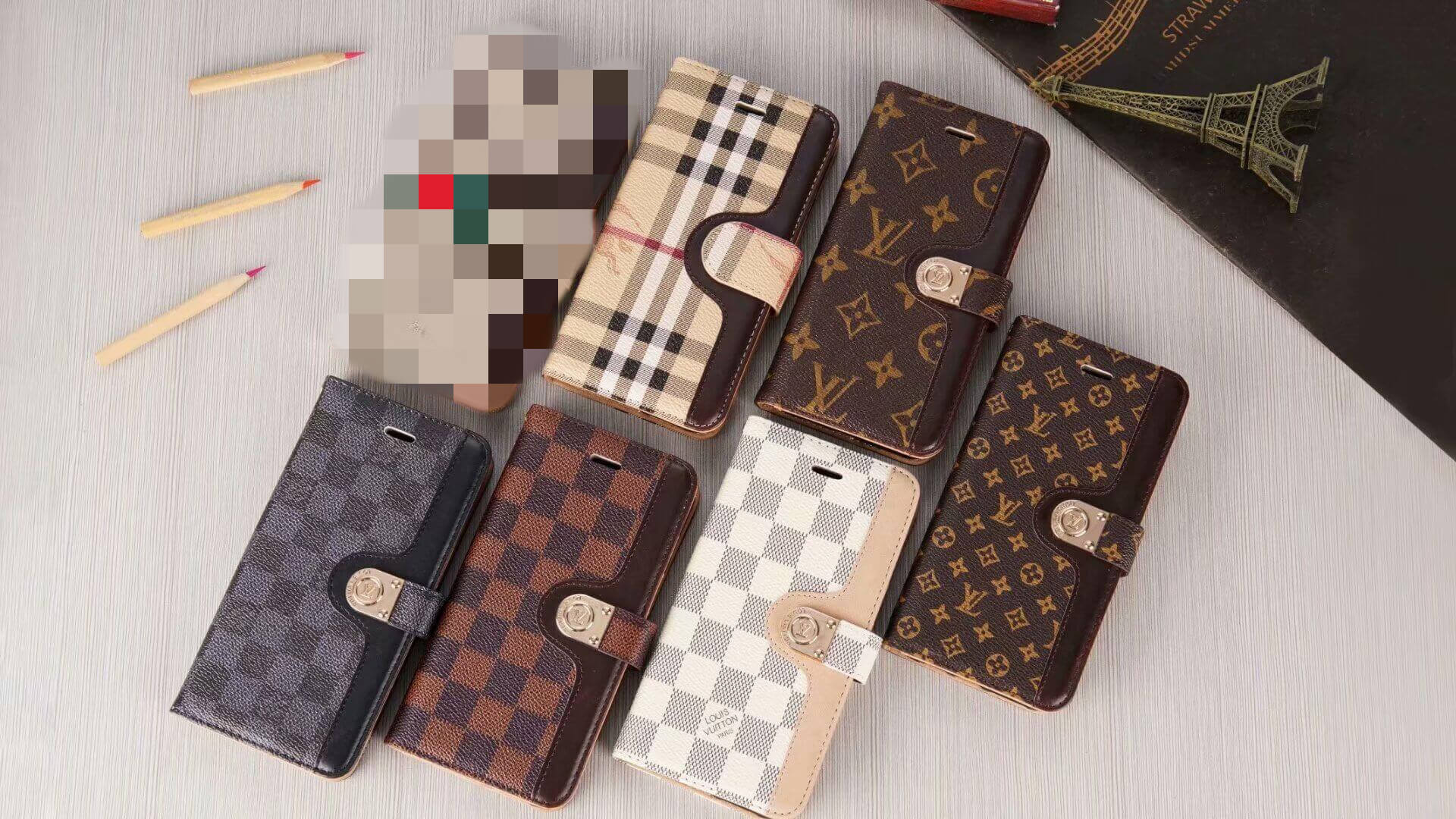 Plaske uklar klistermærke iPhone 13 Pro Max Louis Vuitton Wallet Folio Case - Luxury Phone Case Shop