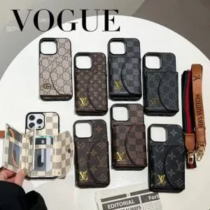 Crossbody LV Wallet Card Holder Mirror Case for iPhone 11 - 17 Pro, Max - 14 PRO MAX