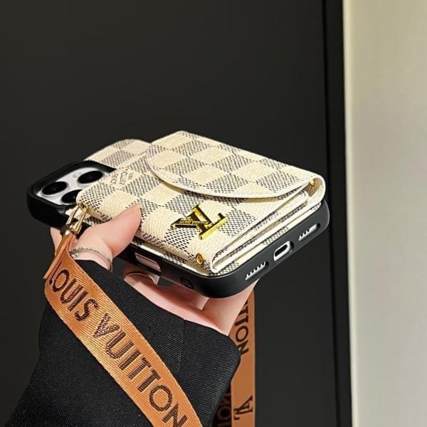 Crossbody LV Wallet Card Holder Mirror Case for iPhone 11 - 17 Pro, Max